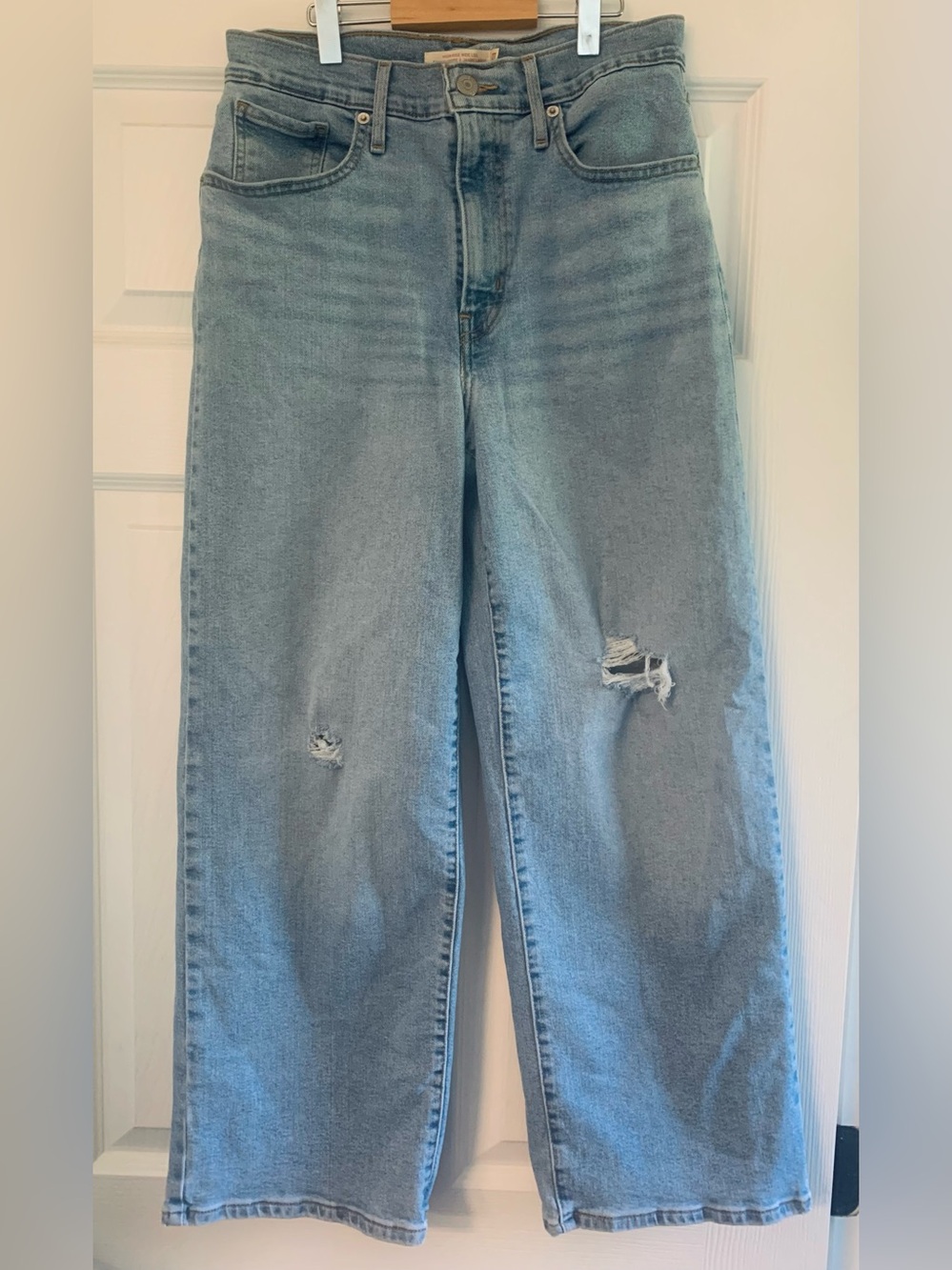 Levi's Light Blue Straight Leg Distressed Jeans
